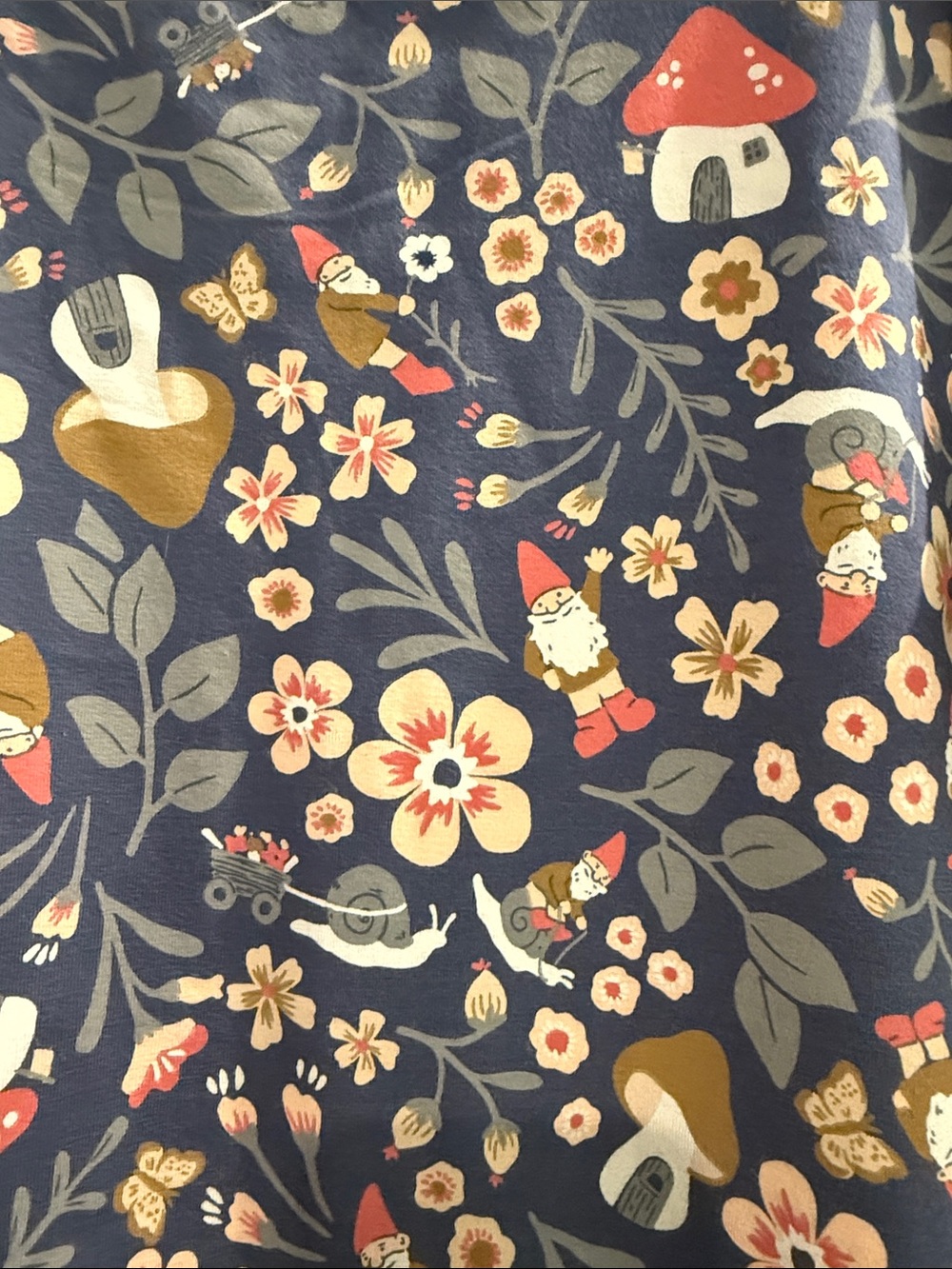 Duluth Trading NWOT Gnome, Floral & Mushroom Print Tank Top - Navy Background - Picture 4 of 4